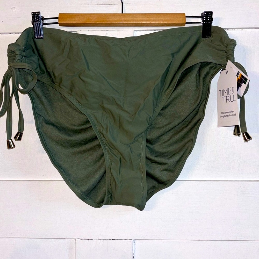 Time and Tru Green Mid Rise Bikini Bottom Size 1X 16 -18W New
